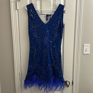Beaded feather Cocktail Dress
